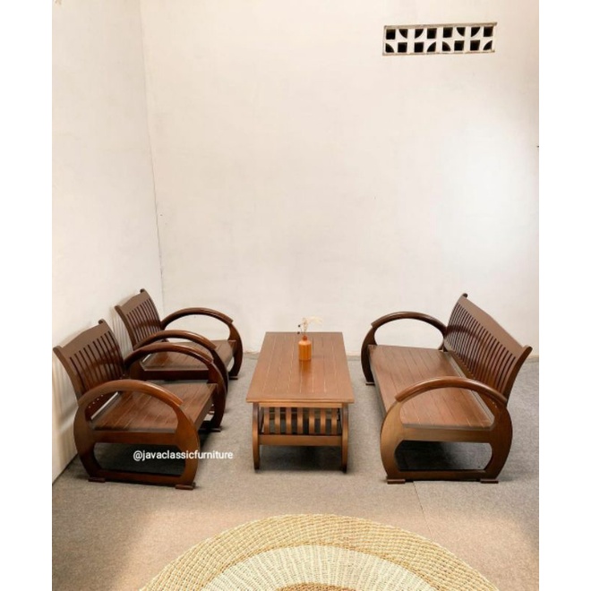 Jual 1 SET KURSI RUANG TAMU BECAK JENGKI 2 1 1 +MEJA MODEL JADUL