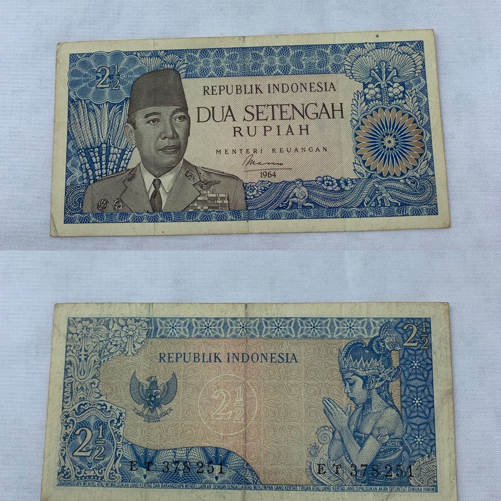 Jual UANG KUNO INDONESIA DUA SETENGAH RUPIAH KERTAS | Shopee Indonesia