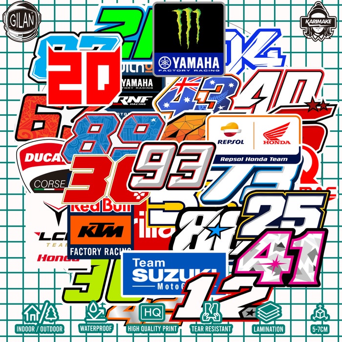 Jual KARIMAKE Sticker Pack RACING MOTOGP RIDER TEAM KARIMAKE Stiker ...