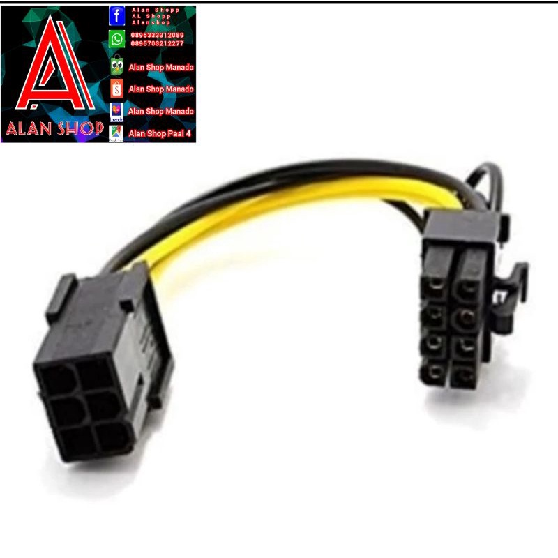 Jual KABEL POWER VGA 6 PIN TO 8 PIN PCIE | Shopee Indonesia