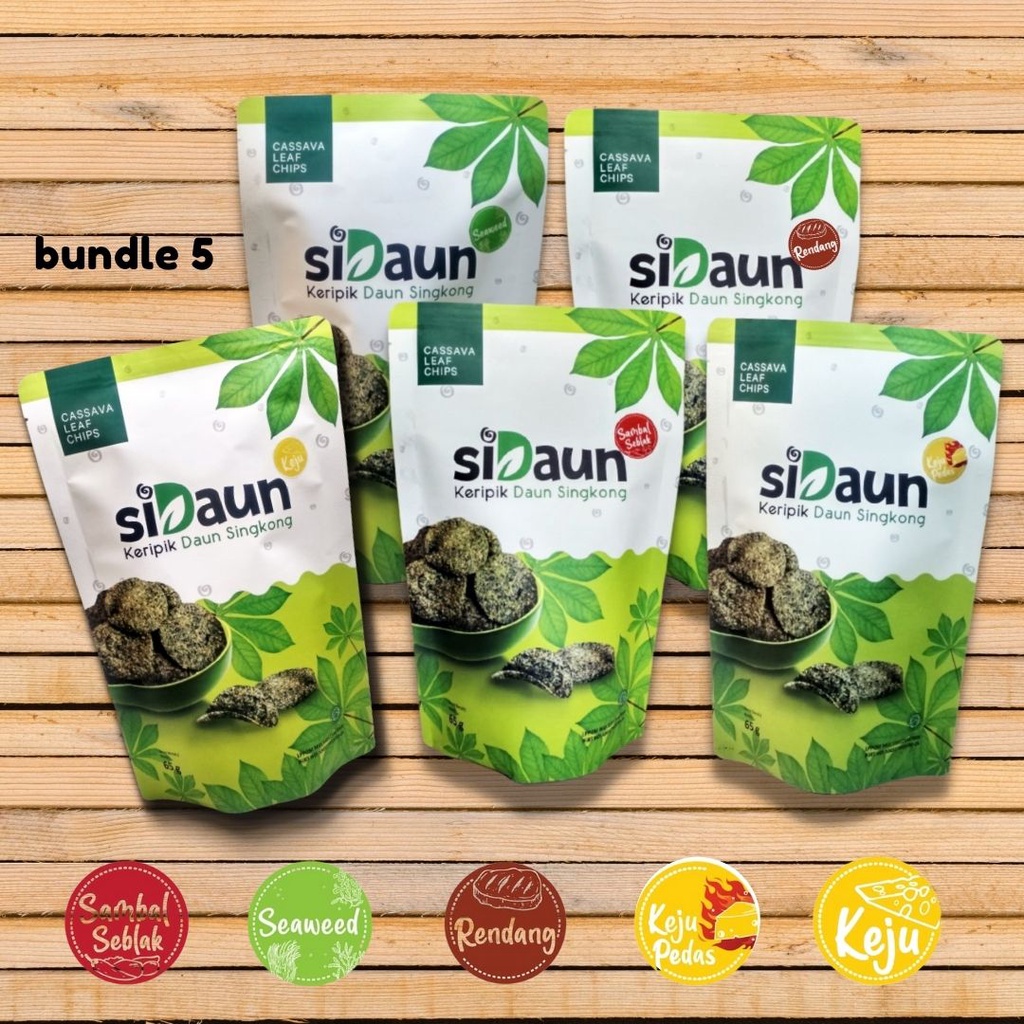 Jual Sidaun Bundle 5 Keripik Daun Singkong Garing Crispy 70gr Rasa