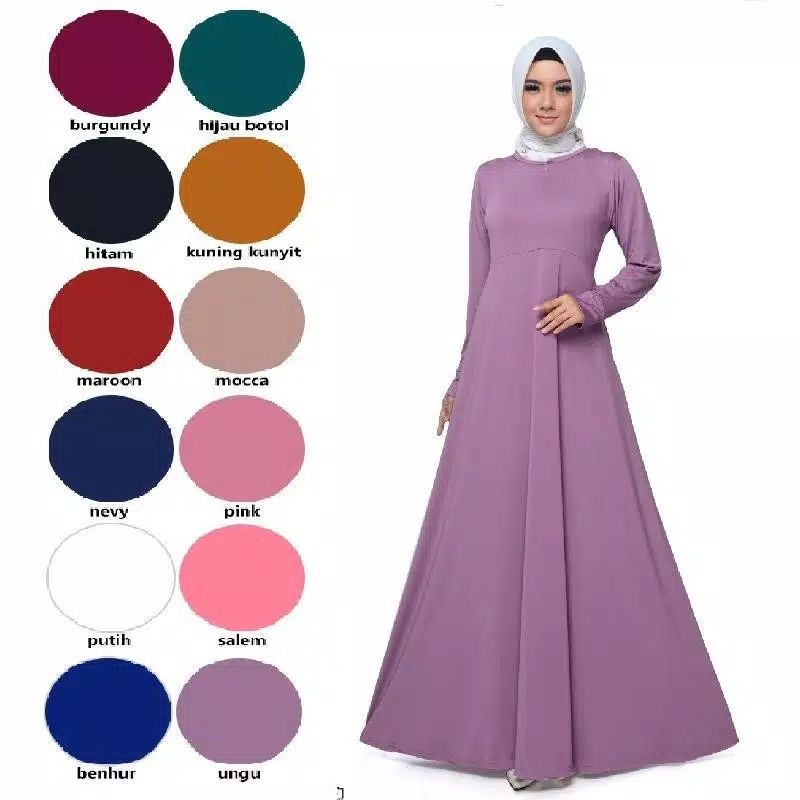 Gamis Jersey Polos Premium Tebal Busui Saku L-XL