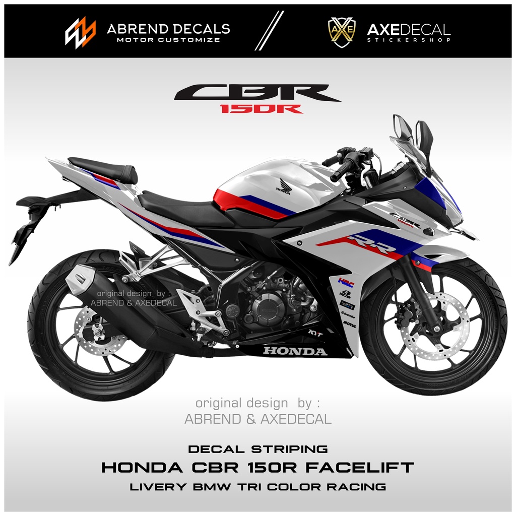Jual Striping CBR 150R Facelift Livery Tri Color BMW Racing / Stiker ...