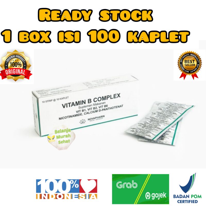 Jual Vitamin B Complex 1 Box Isi 100 Kaplet Novapharin Komplit Dan ...