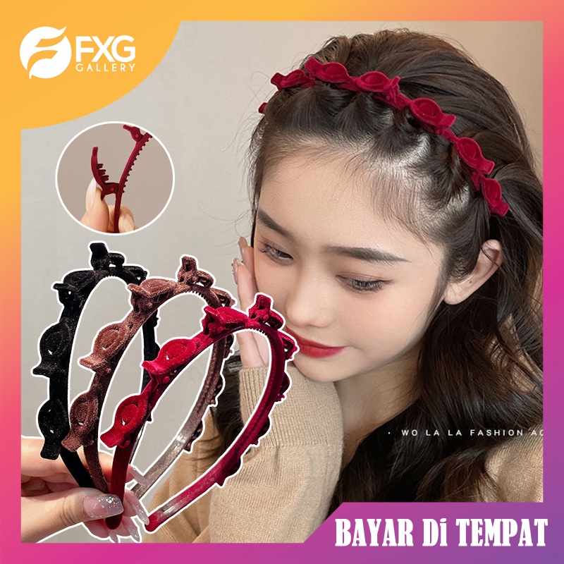 Jual Fxg Bando Jepit 2in1 Beludru Premium Aksesoris Fashion Rambut Wanita Korea Bnd03 Shopee 