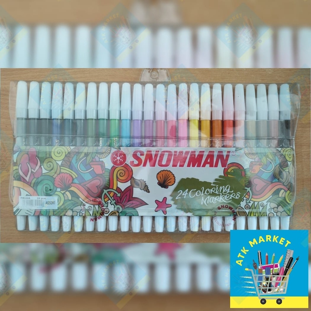 Jual Spidol Marker SNOWMAN 24 WARNA PW24A / PW24 Shopee Indonesia