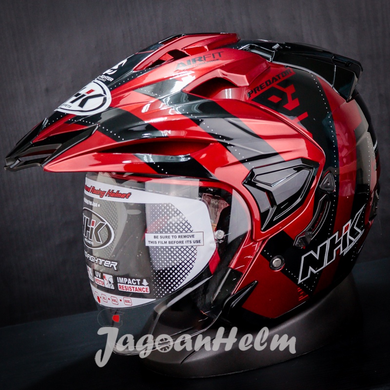 Jual NHK HELM PREDATOR CRYPTON ROYAL | ROYAL RED BLACK | DOUBLE VISOR ...