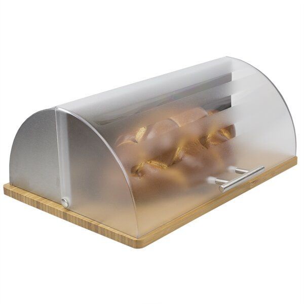 Jual Tempat Roti Transparan Tawar Bread Box Alas Kayu Tutup Plastik ...
