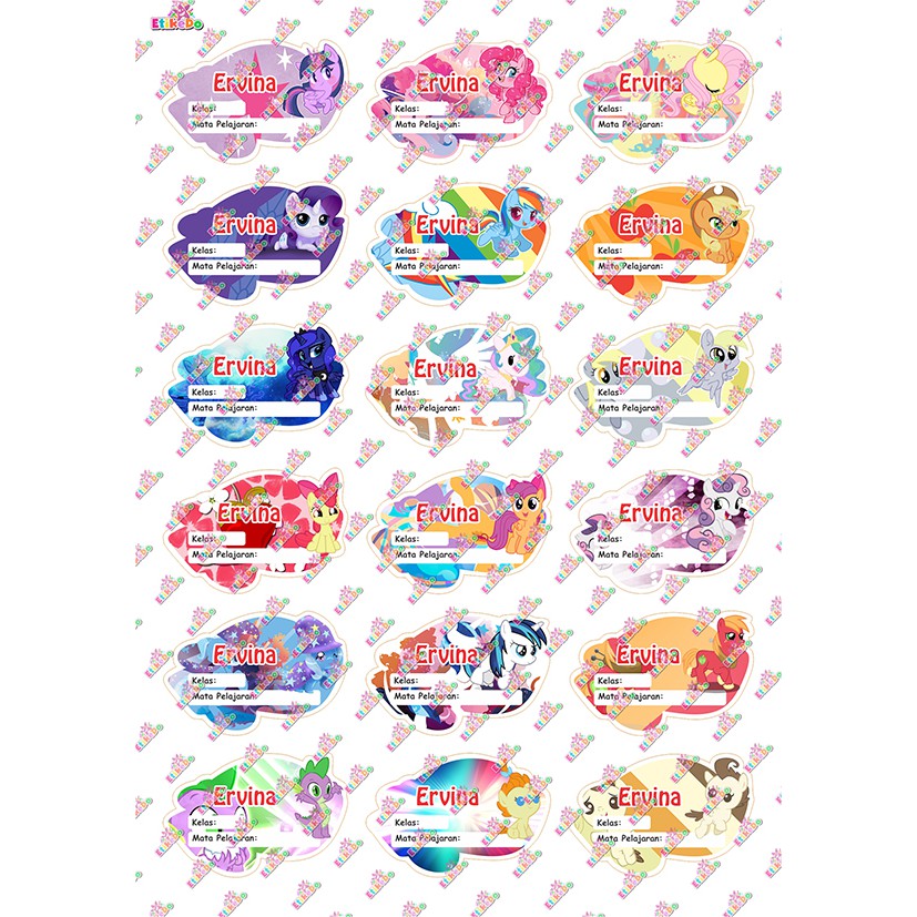Jual STICKER LABEL NAMA LITTLE PONY WATERPROOF 72 - 1 Nama LP14M1 ...