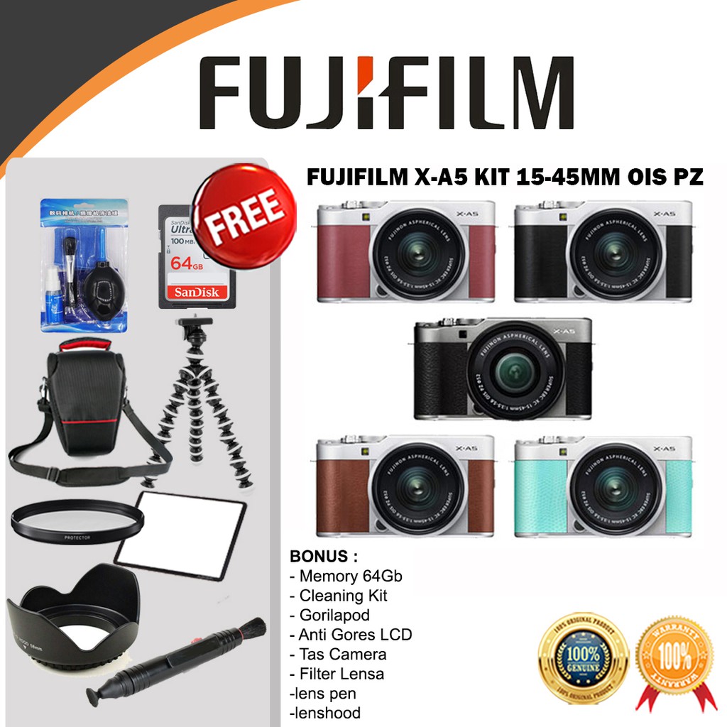 Jual FUJIFILM X-A5 KIT 15-45MM OIS PZ - FUJI FILM XA5 XA-5 PAKET BONUS ...