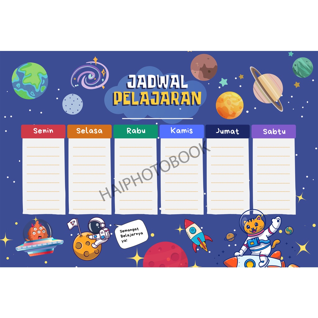 Jual JADWAL PELAJARAN ANAK / SCHOOL TIMETABLE / POSTER PELAJARAN / WiPE ...