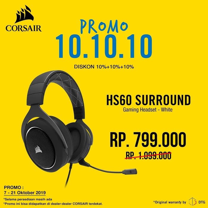 Jual HS60 SURROUND Gaming Headset — White AG0863 | Shopee Indonesia