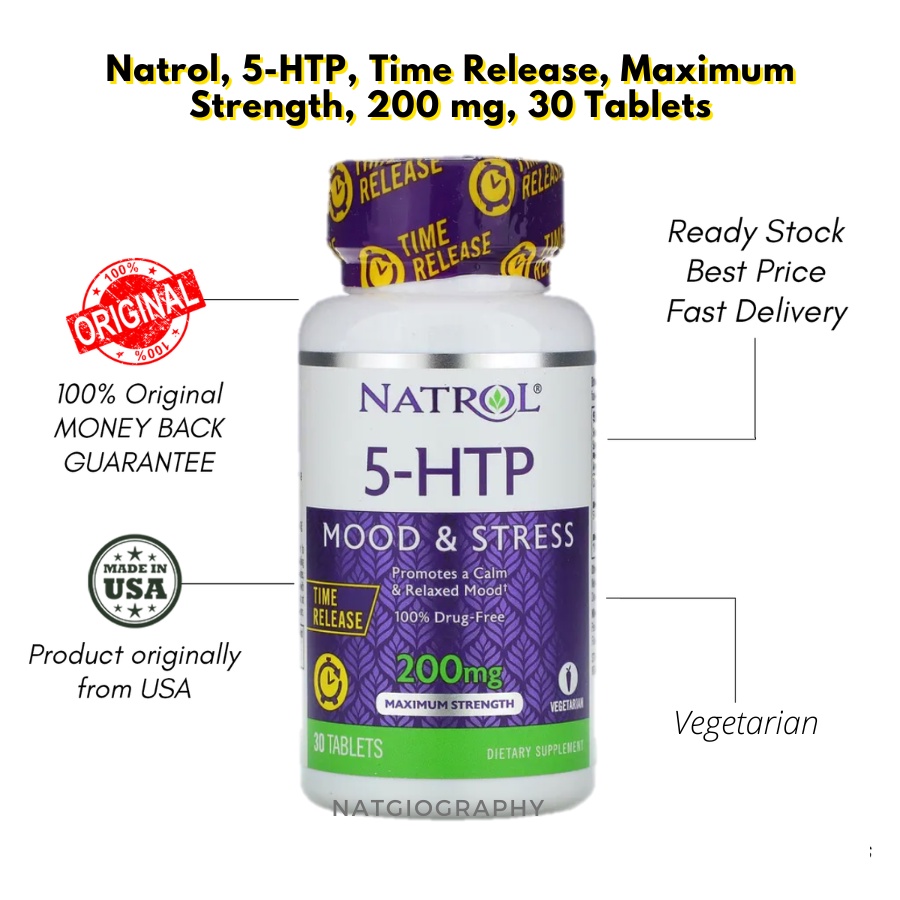 Jual Natrol 5 HTP Time Release Maximum Strength 200 mg 30 Tablets