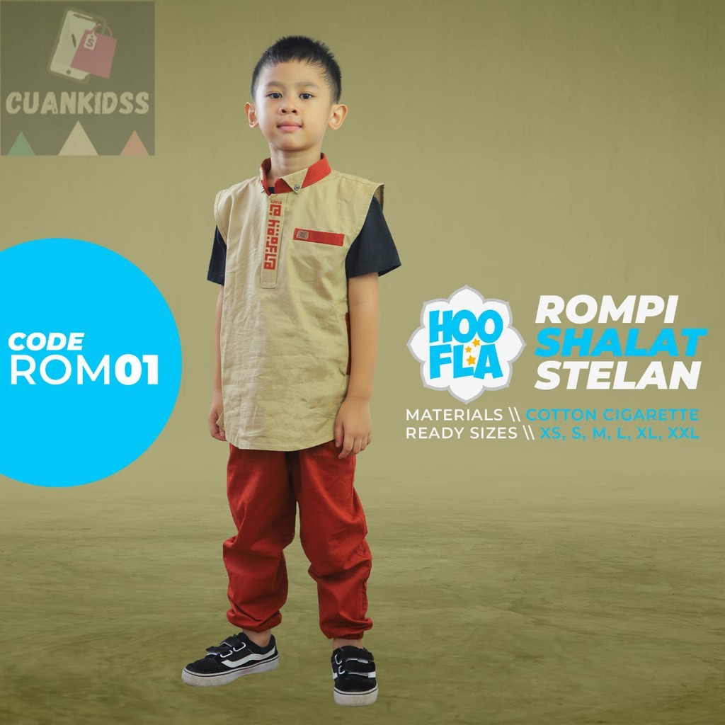 Jual Hoofla Kids Rompi Sholat Setelan Hoofla | ROM01 | Krem - Merah