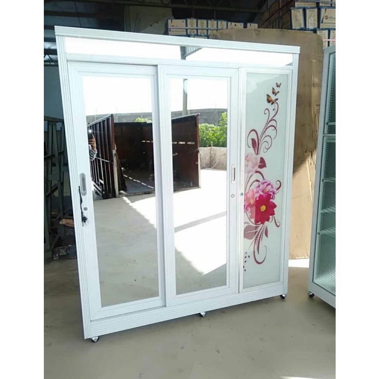 Jual Lemari Aluminium Pintu 3 Slide / Lemari Kaca 3 Pintu Slide (KHUSUS