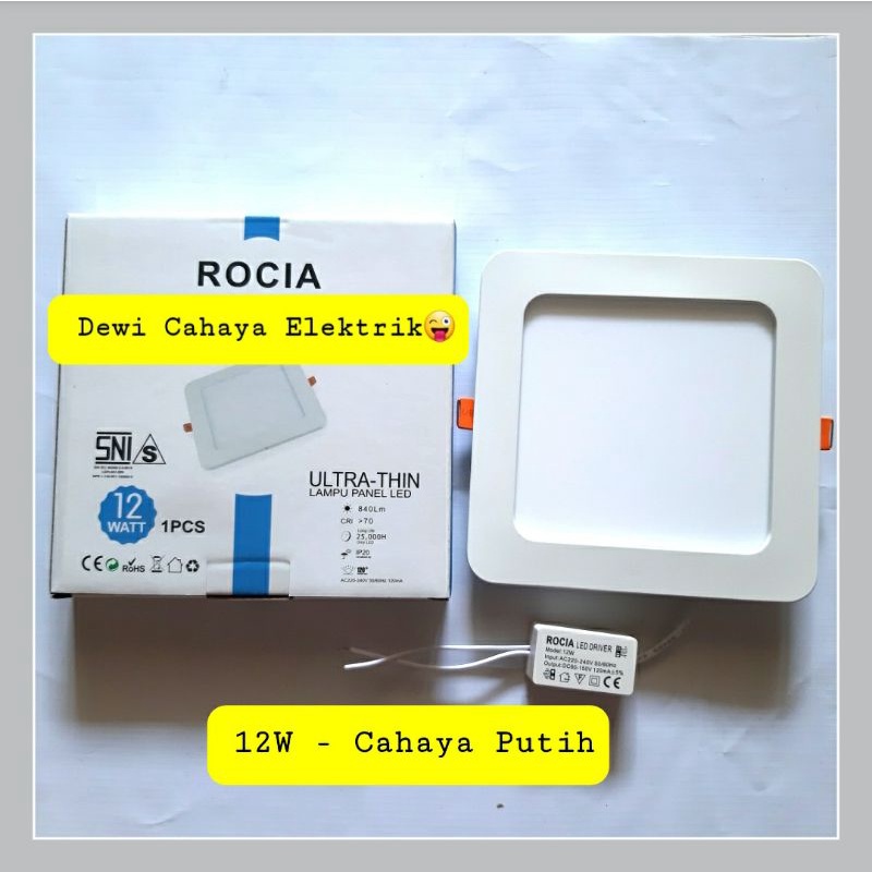 Jual Rocia Lampu Panel LED Downlight 12W Kotak - Square Cahaya Putih ...
