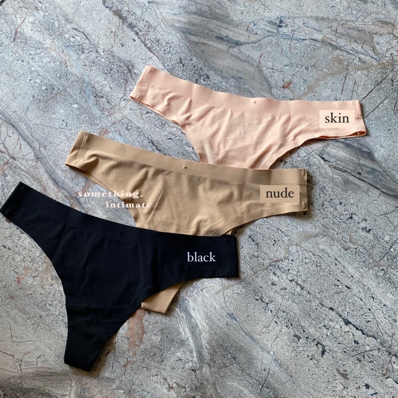 Jual H&M SEAM FREE Invisible Raw Cut Seamless simless Thong Cheeky G ...