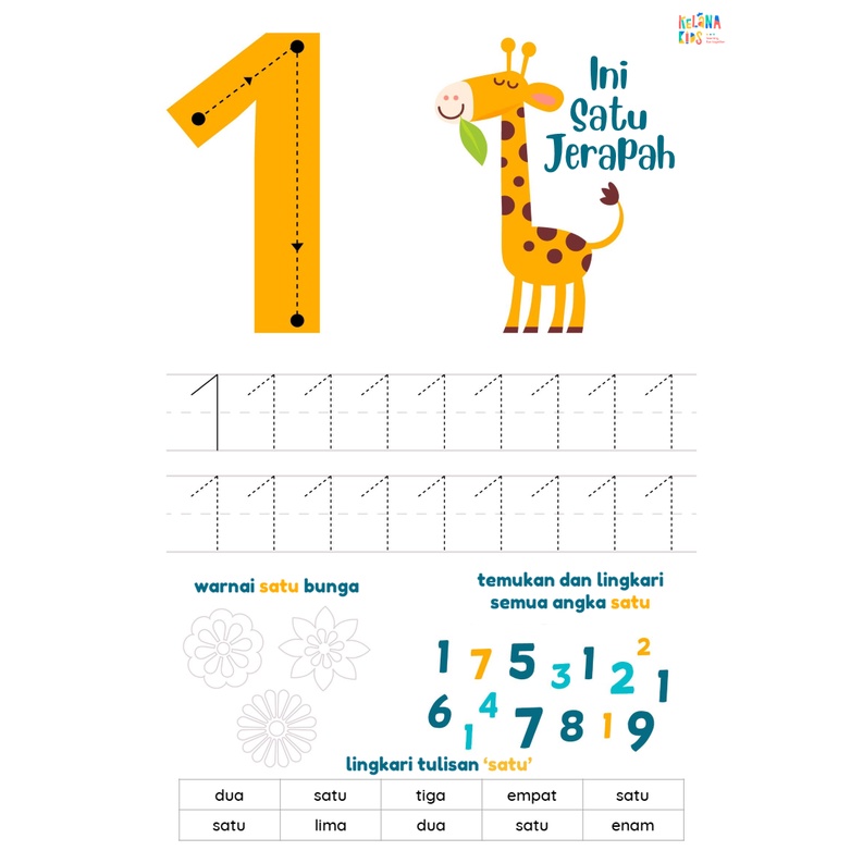 Jual Printable Worksheet Numbers Belajar Menebali Angka - 20 Lembar ...