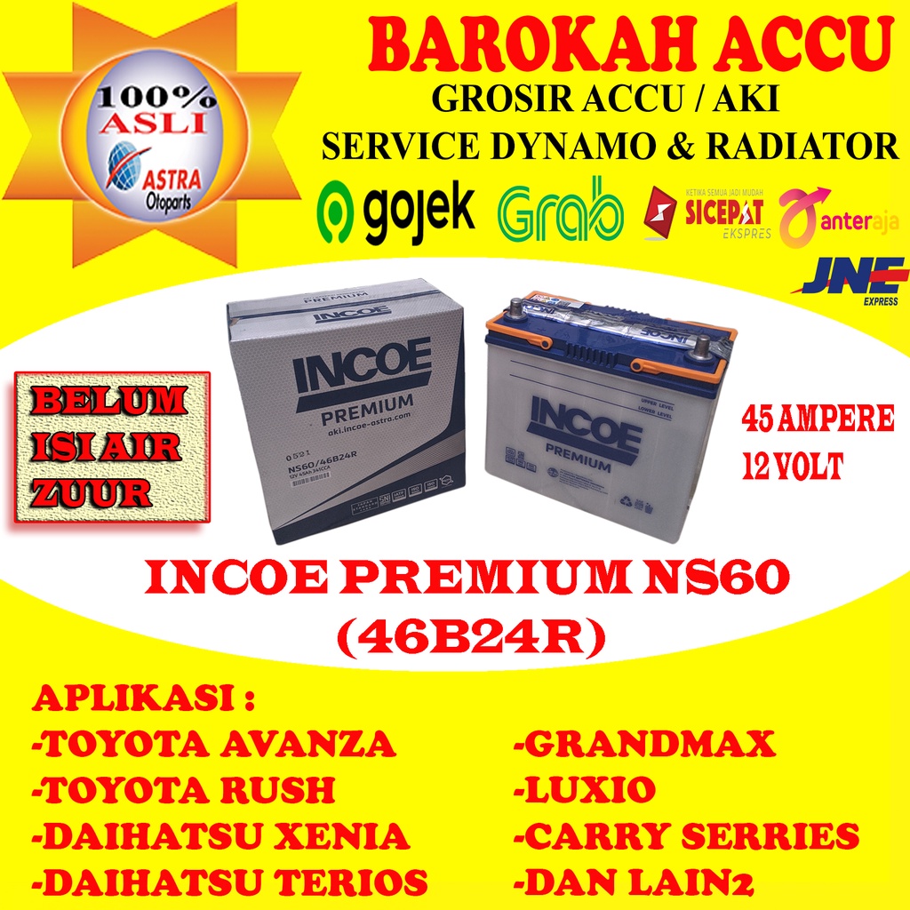 Jual AKI INCOE PREMIUM NS60 / 46B24R ASTRA OTOPARTS, 45 AH | Shopee