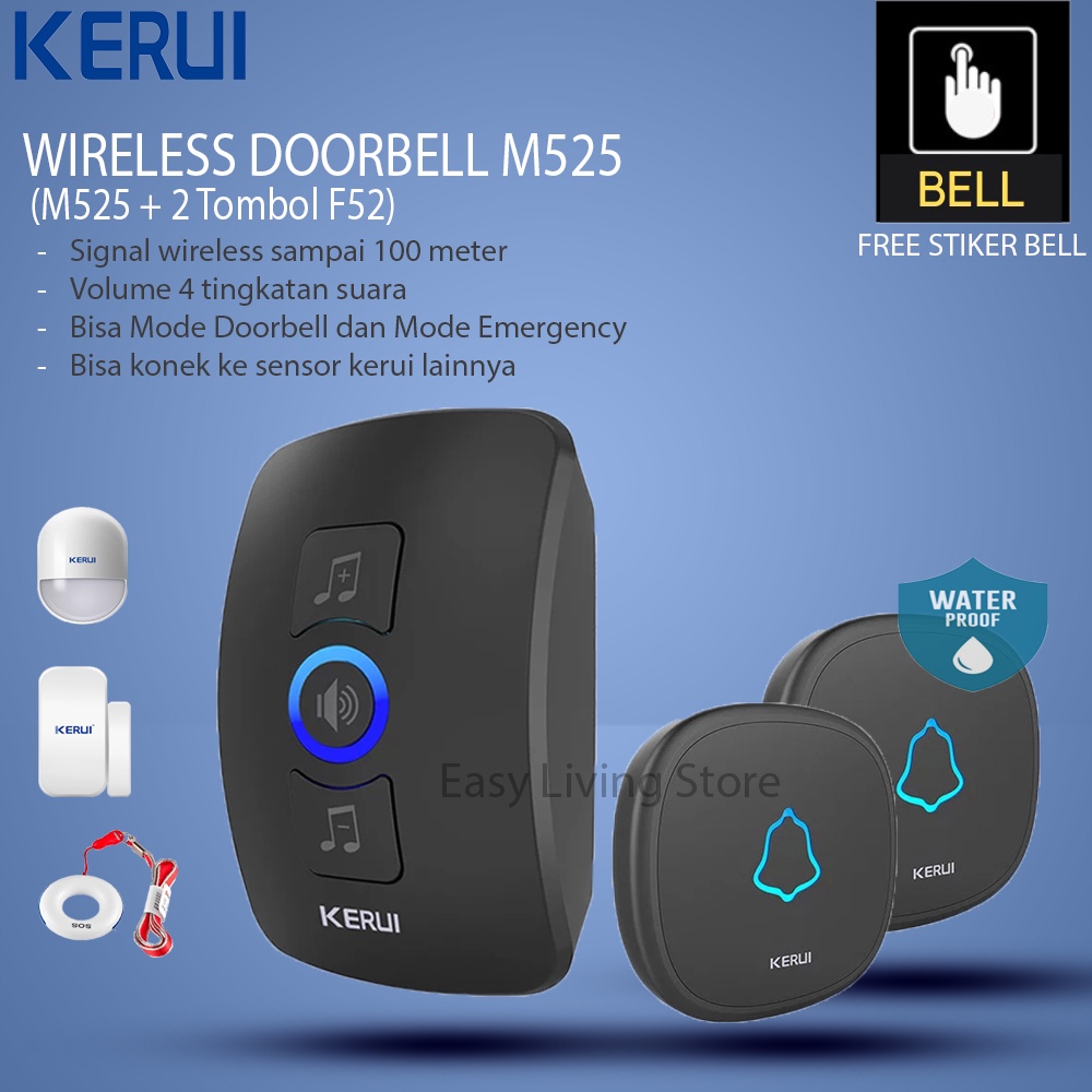 Jual Kerui M525 Wireless Doorbell Signal Kuat Tembus Tembok Berlapis ...