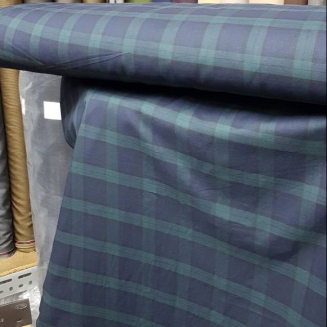 Jual BAHAN BAJU COTTON JEPANG MOTIF KOTAK BIRU HIJAU Shopee Indonesia