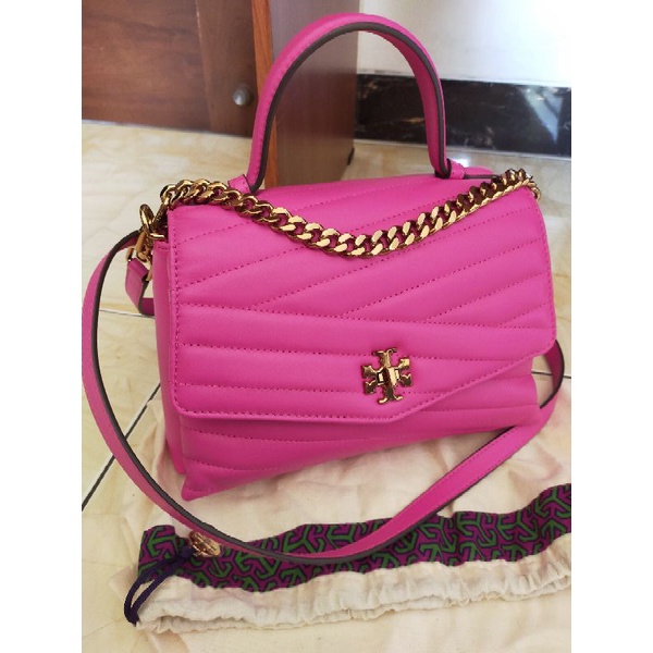 Tory Burch Crazy Pink Kira Chevron Top-Handle Satchel Bag at FORZIERI