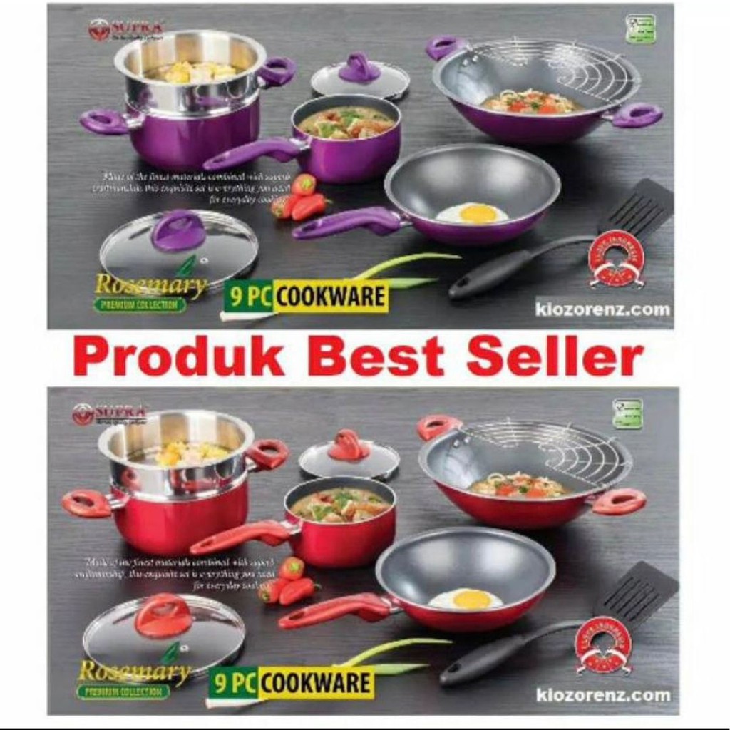 Jual Supra Panci Set Teflon Cookware Set Rosemary 9 Pcs Shopee Indonesia 