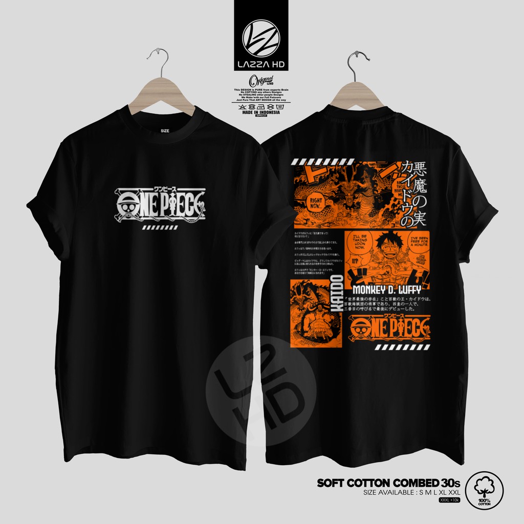 Jual Kaos Baju Distro Terlaris Anime One Piece Luffy vs Kaido Japan