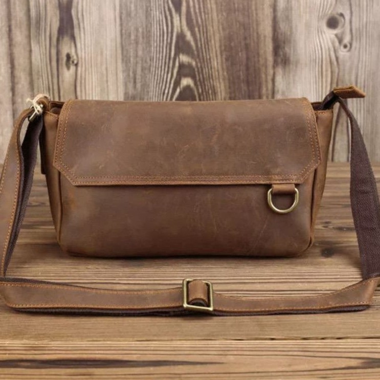 Jual Tas Kulit Asli Pria Premium Crazy Horse - Tas Slempang Pria Kulit