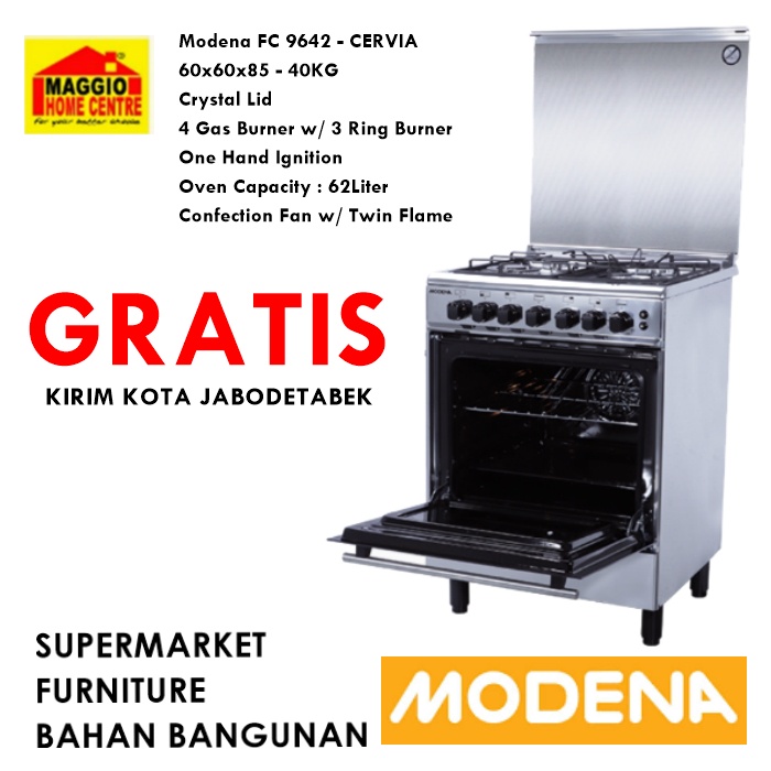 Jual KOMPOR GAS MODENA OVEN MODENA FREESTANDING COOKER MODENA FC
