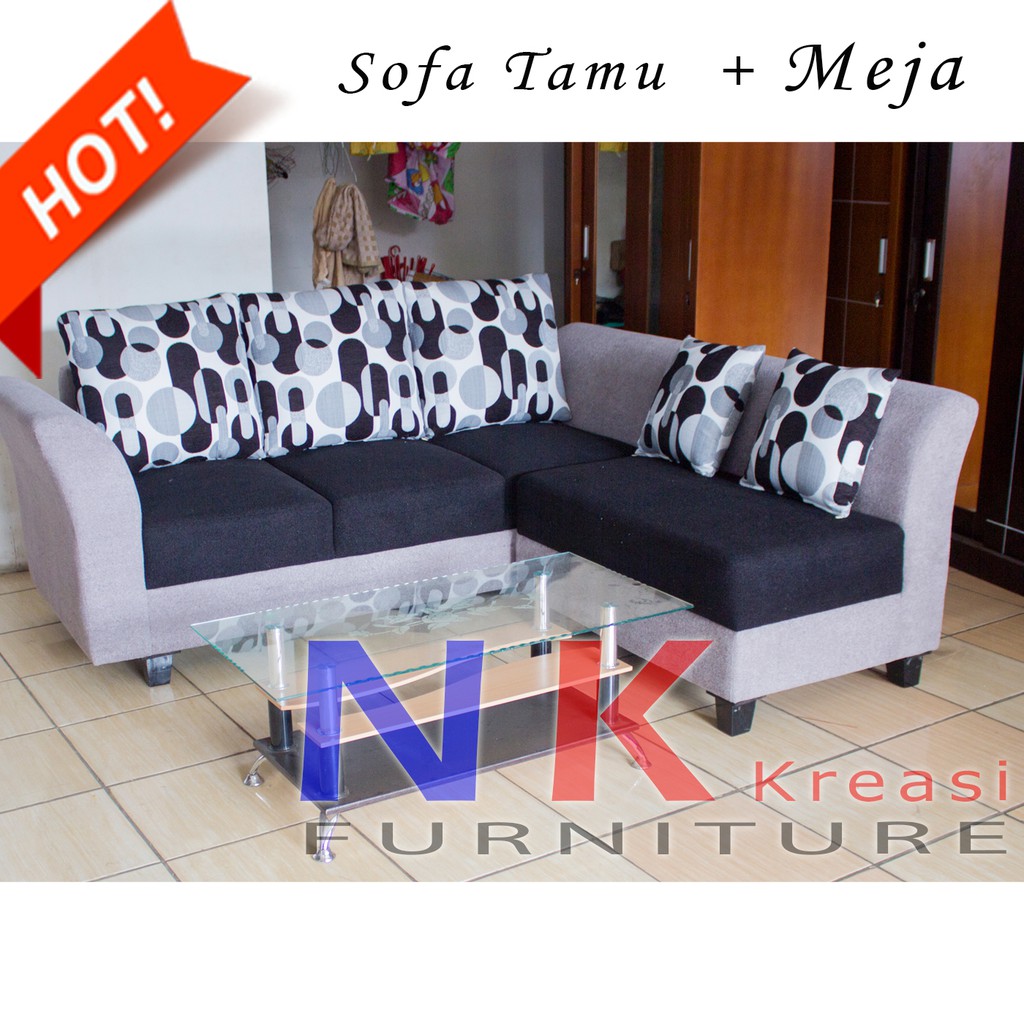 Jual Sofa Kursi Tamu Minimalis, L Sudut BIG SIZE + MEJA TAMU. | Shopee ...