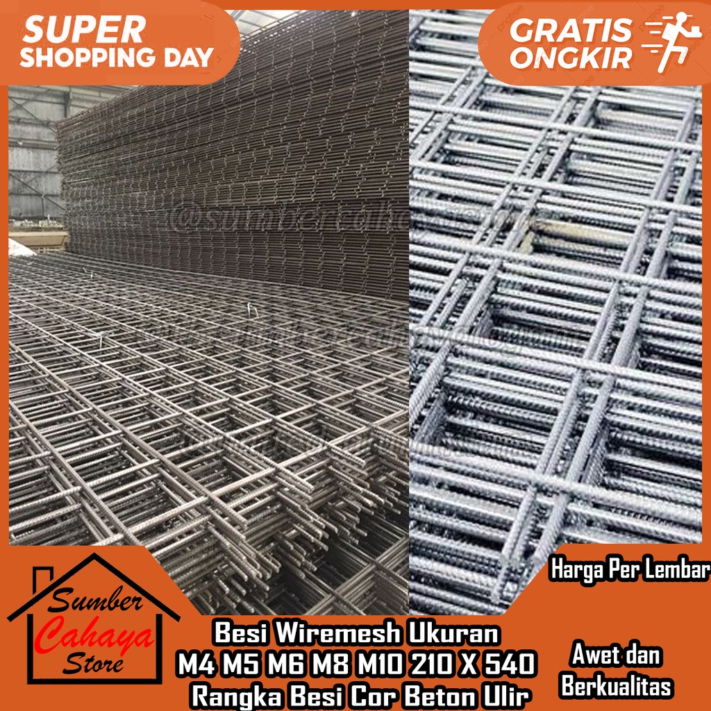 Jual Besi Beton Wiremesh Ukuran M4 M5 M6 M8 M10 210 X 540 Rangka Besi Cor Ulir Kawat Wire Mesh 1344