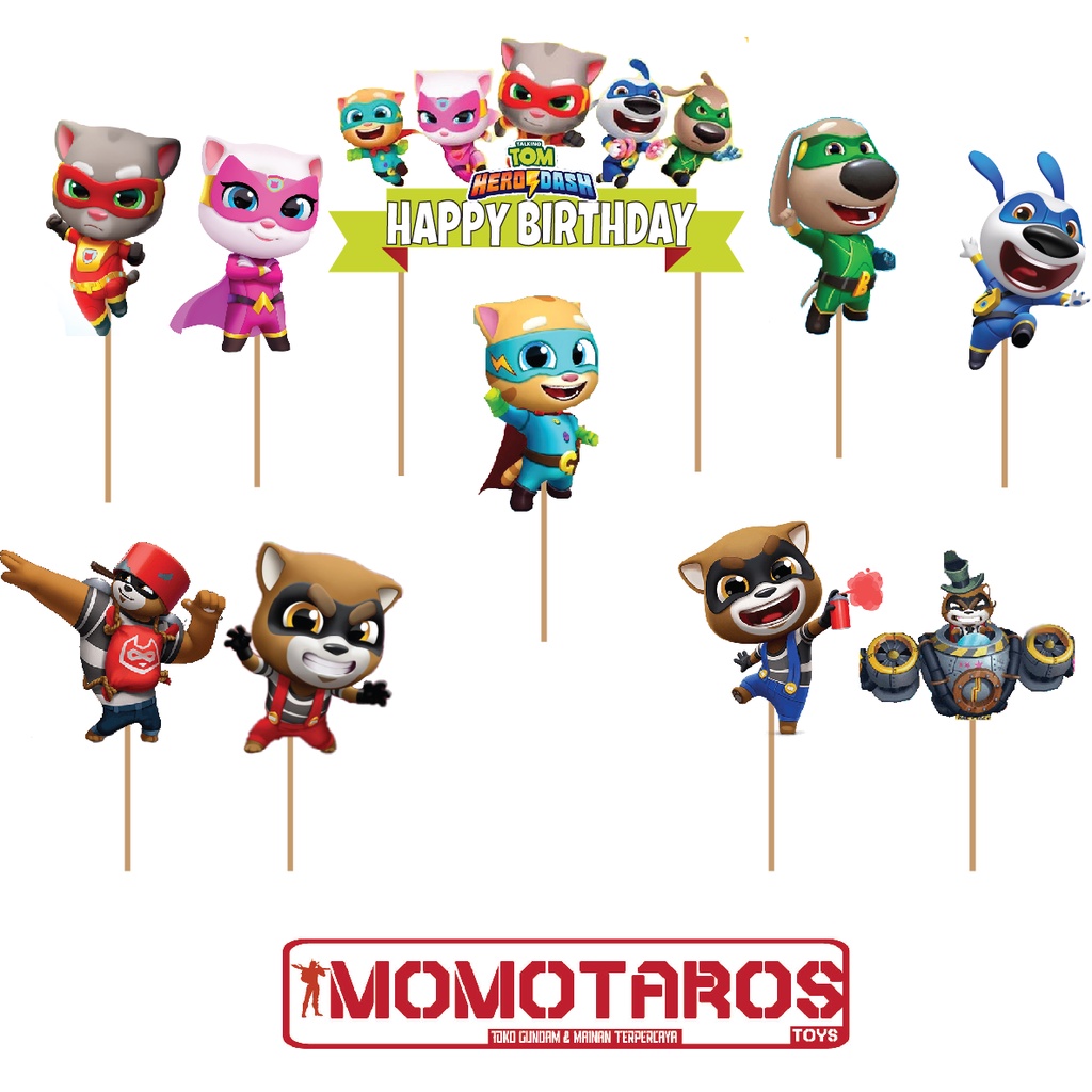 Jual Topper cake Talking Tom Hero Dash set Shopee Indonesia