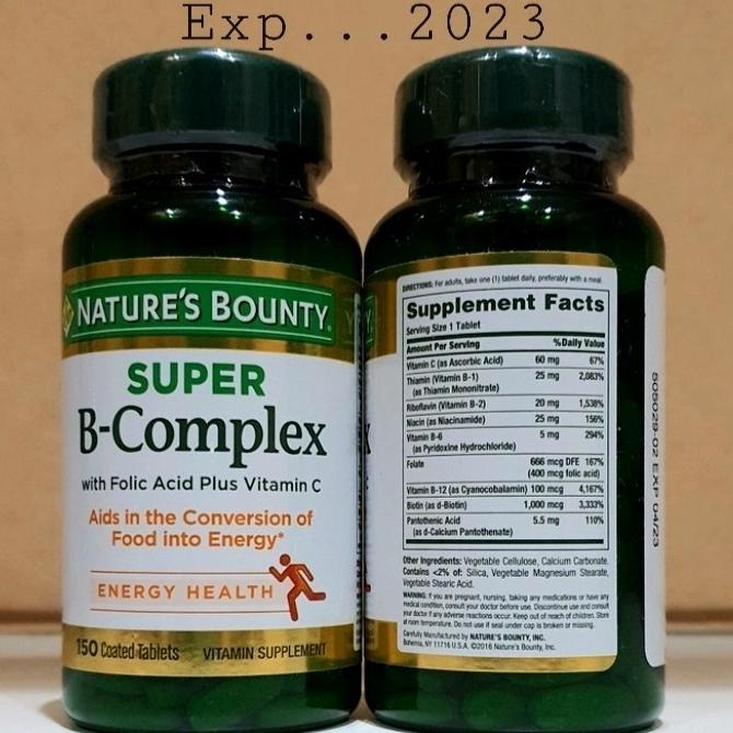 Jual NATURES BOUNTY SUPER B COMPLEX FOLIC ACID VITAMIN C 150 TABLET