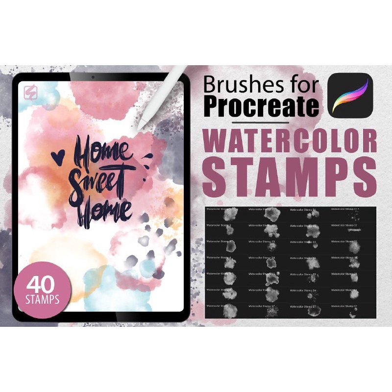 Jual Procreate Brush - Home Sweet Home Watercolor Stamps | Shopee Indonesia