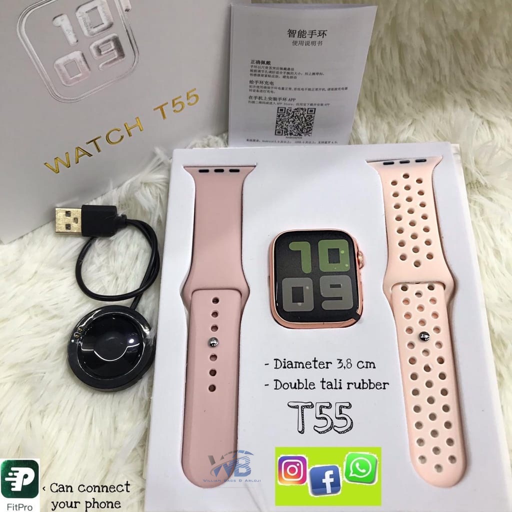 Jual 100 Ori Cod Jam Tangan Smartwatch T55 T500 Dapat 2 Tali Bisa