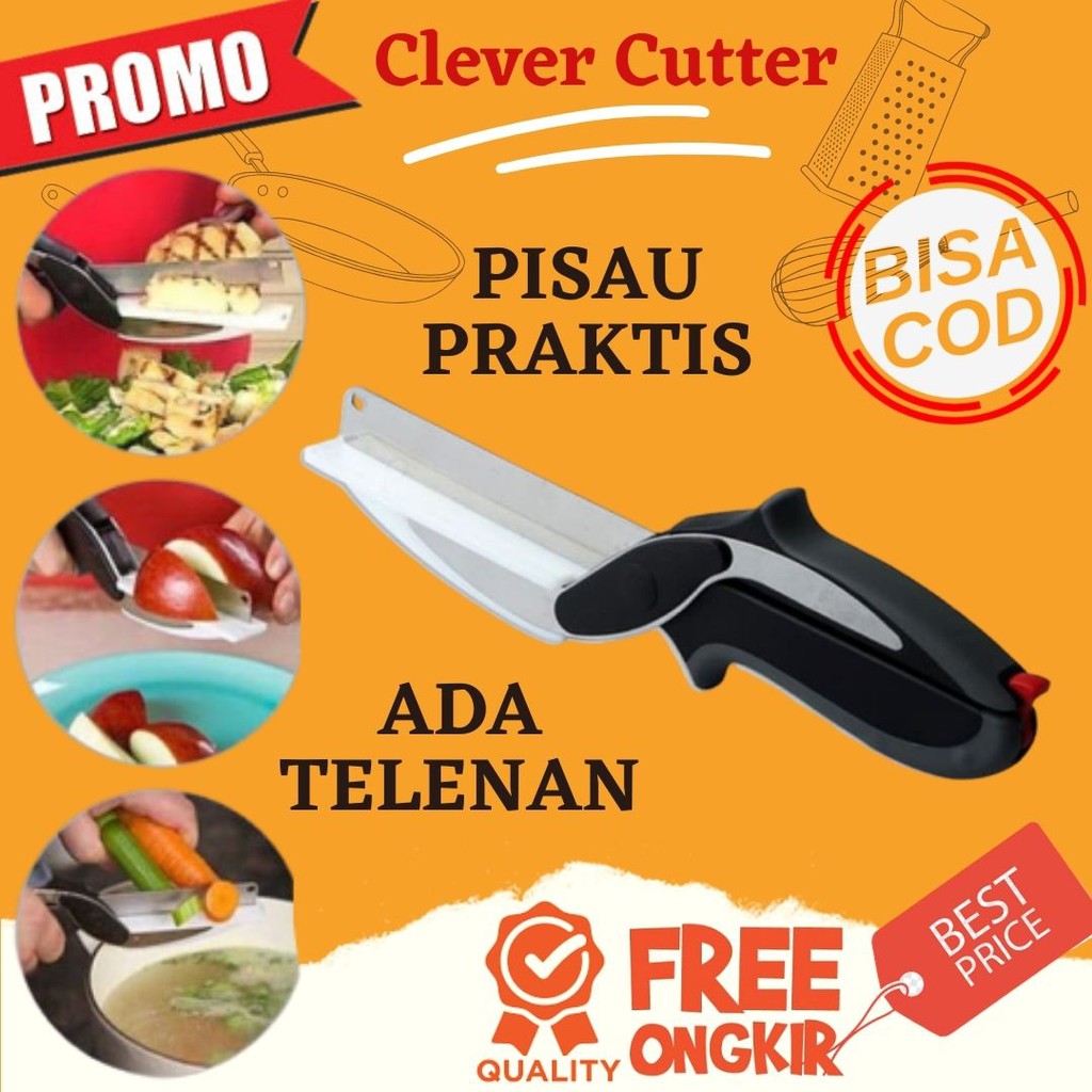 Jual Pisau Dapur Serbaguna Clever Cutter Pisau Potong Gunting Dan Talenan Dapur Multifungsi Sa