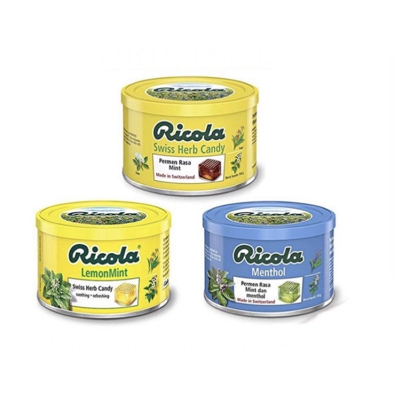 Jual RICOLA Permen Swiss Herb Candy & Menthol Kaleng / Drum 100gr ...