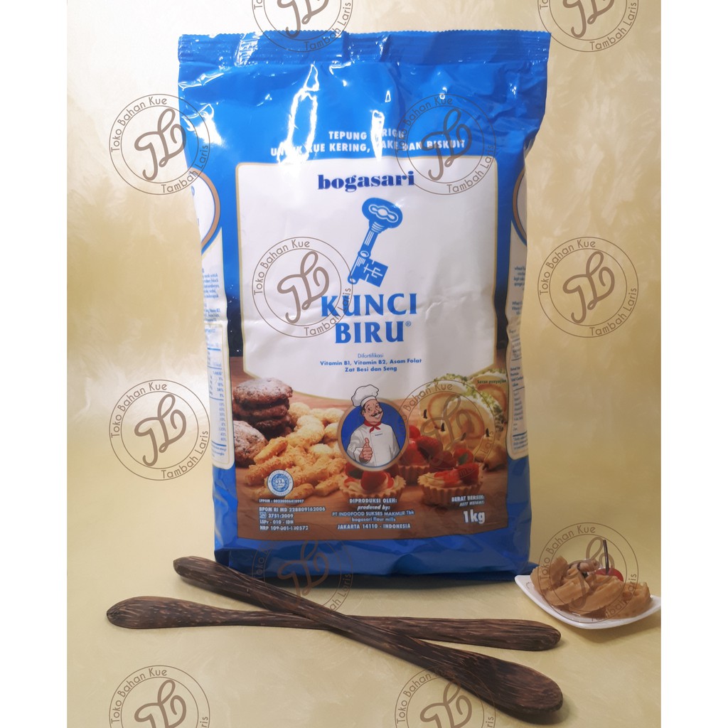 Jual Bogasari Tepung Terigu Kunci Biru Protein Rendah (1 Kg) | Shopee