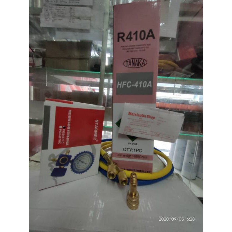 Jual Paket isi Freon AC R410 800gr Lengkap Joint R410a manifold ...