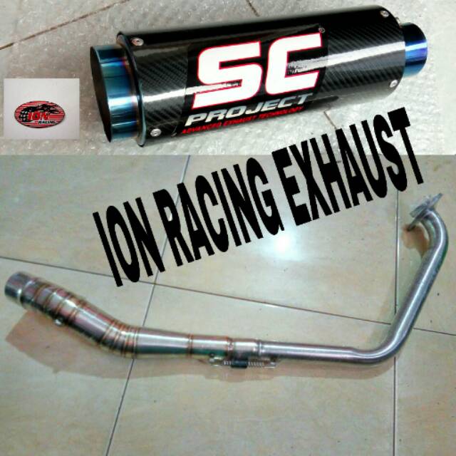 Jual Knalpot racing custom sc karbon half blue stainles fullsystem r15 ...