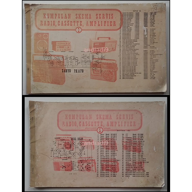 Jual KUMPULAN SKEMA SERVIS RADIO, CASSETE AMPLIFIER 2 + 5 JADUL LAWAS