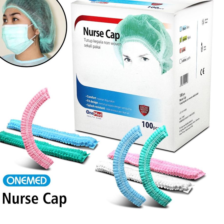 Jual Nurse Cap Topi Perawat Penutup Kepala Warna Non Woven OneMed Box ...