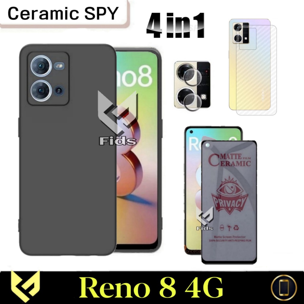 Jual Paket 4in1 Case OPPO RENO 8 4G Case Black Matte + Anti Gores Layar ...