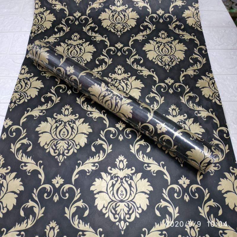 Jual Wallpaper Dinding Motif Batik Vintage Hitam Gold Shopee Indonesia 5787