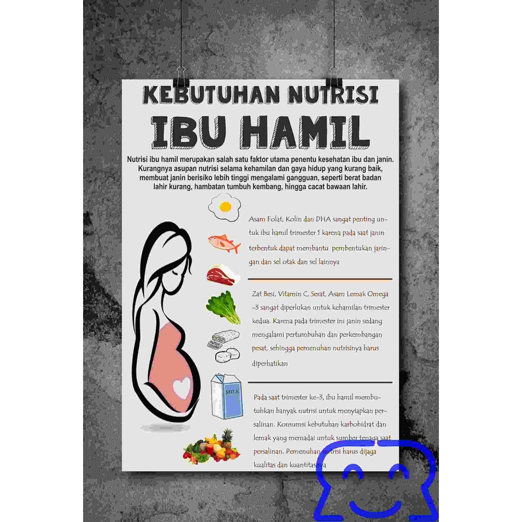 Jual Poster Nutrisi Ibu Hamil Trimester 1 2 Dan 3 Paket 10 Judul