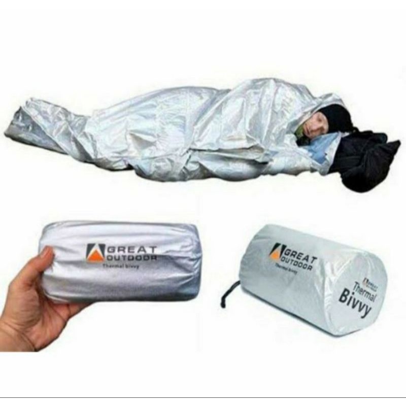 Jual thermal bivy sleepingbag ultralight great outdoor / Emergency sleeping  bag | Shopee Indonesia
