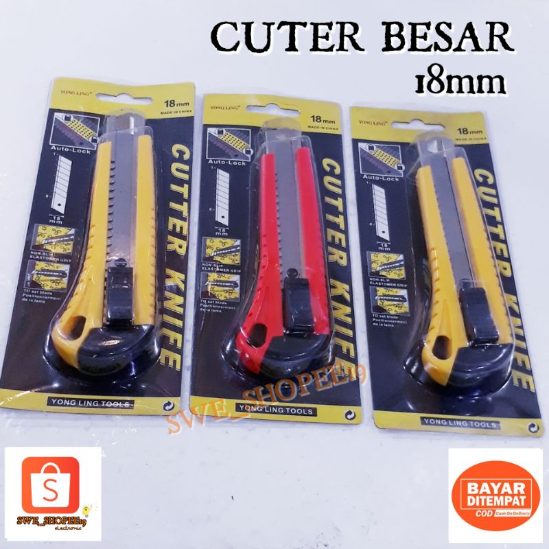 Jual PISAU CUTTER BESAR / PISAU CUTTER GESER / PISAU CUTTER 18MM ...