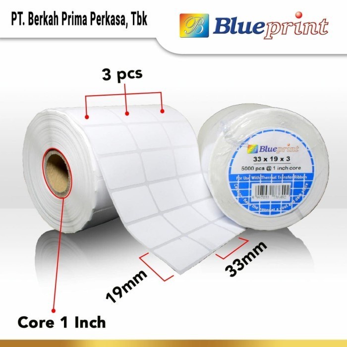 Jual Blueprint Stiker Barcode Semicoated 33 X 19 X 3 Label 33x19 Mm 3