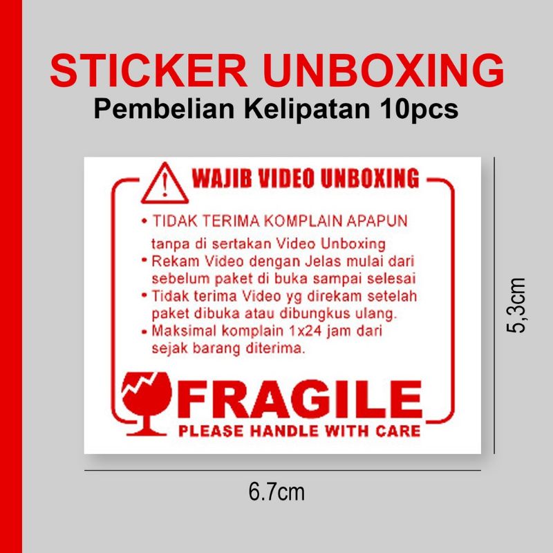 Jual Label Sticker Video Unboxing Stiker Fragile Pecah Belah Baca